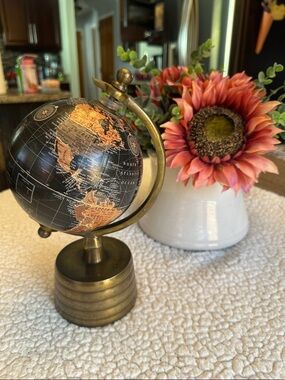 Decorative Black and Gold Tabletop Globe